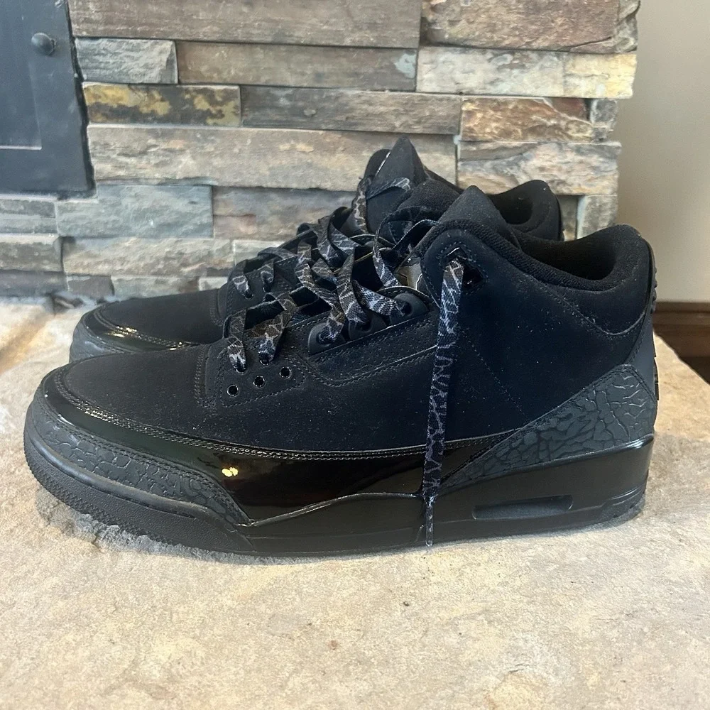 Nike Air Jordan 4 Retro Black Cat Black Nubuck Mid Top Lace-Up Sneakers 13